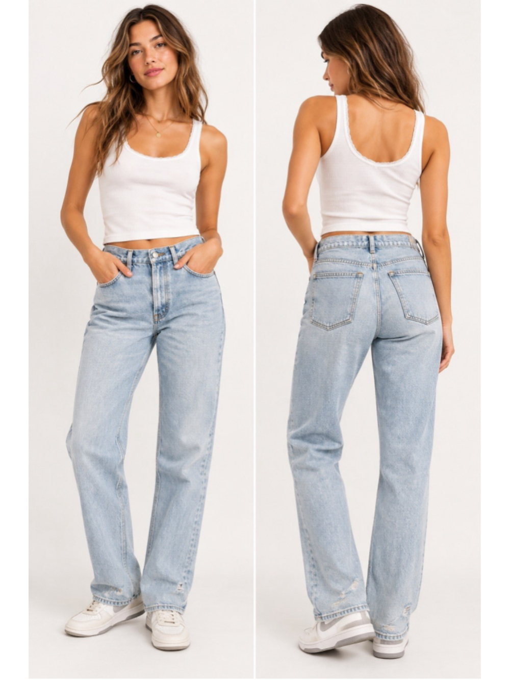 Abercrombie 90s Straight Jeans 27 Ultra High Rise Light Wash Distressed